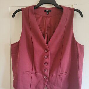 TORRID Size 1 Gabardine Maroon Mauve VEST 14/16 Business Workwear Suit